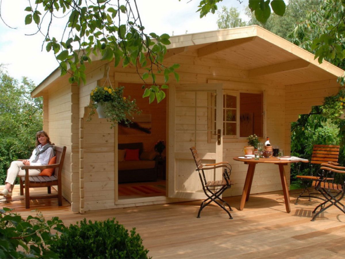 Small log cabin in forest