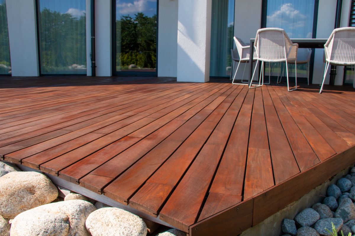 wooden flooring with outdoor furniture