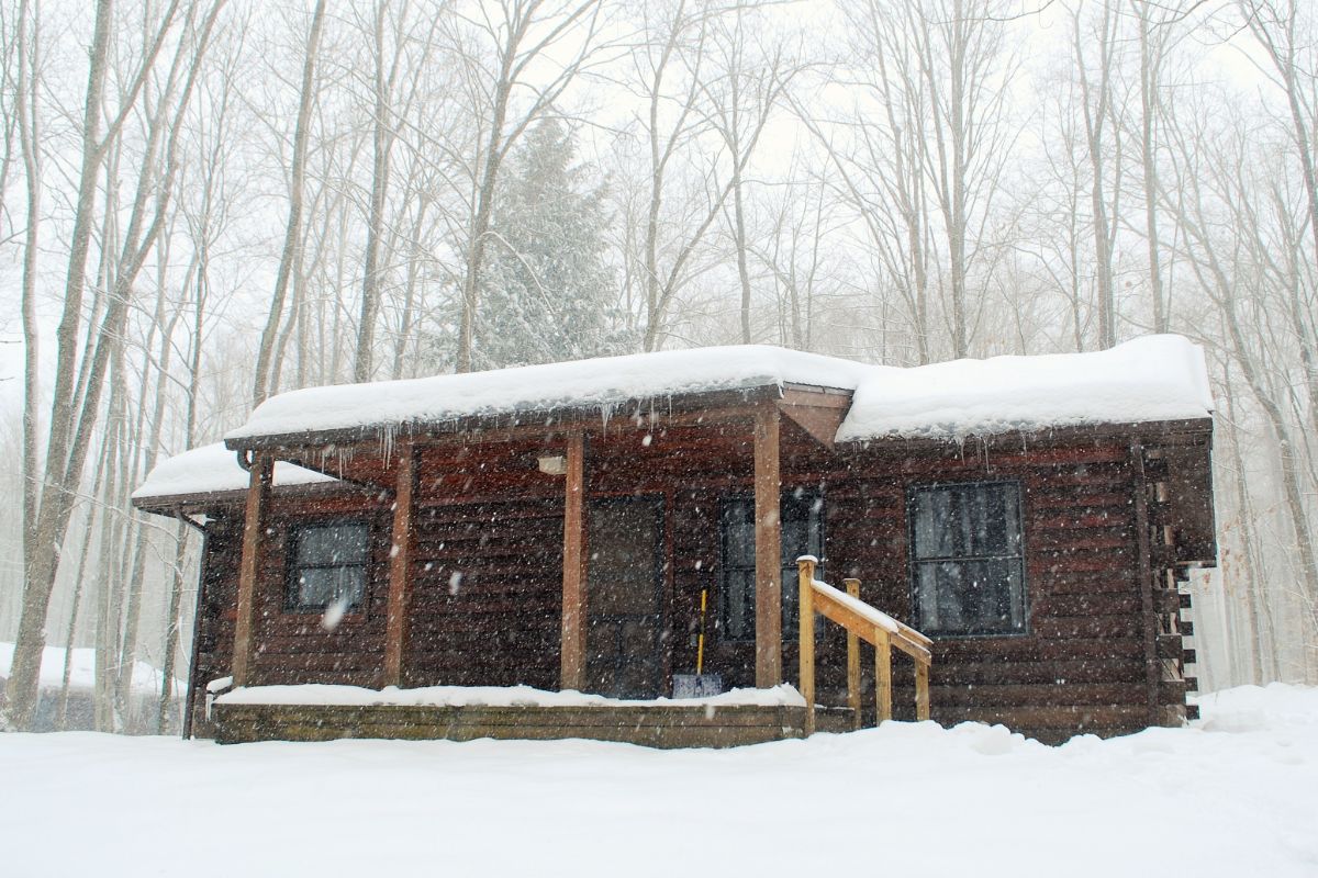 Log Cabin in Snow