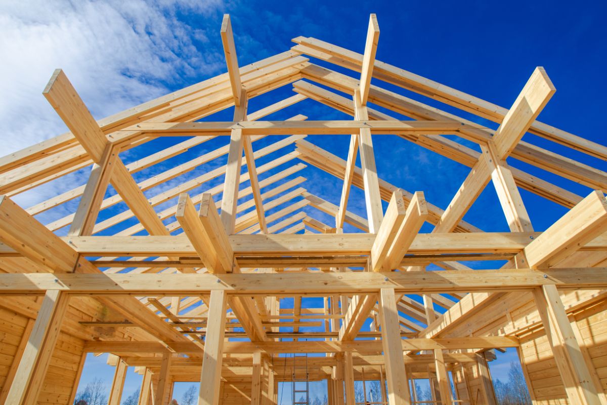 framework of a log cabin