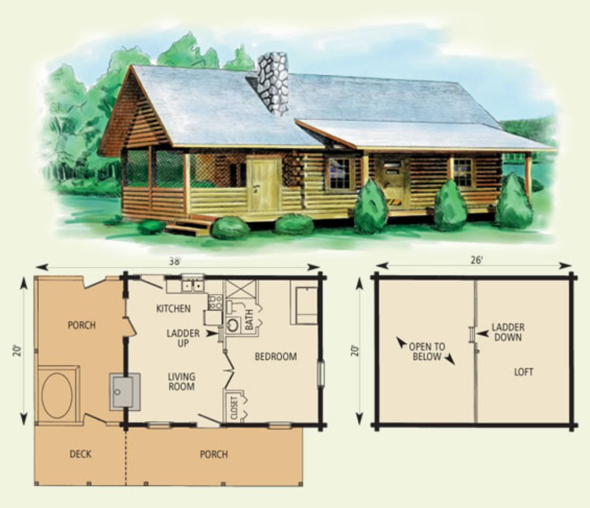 log cabin floor plan graphical design