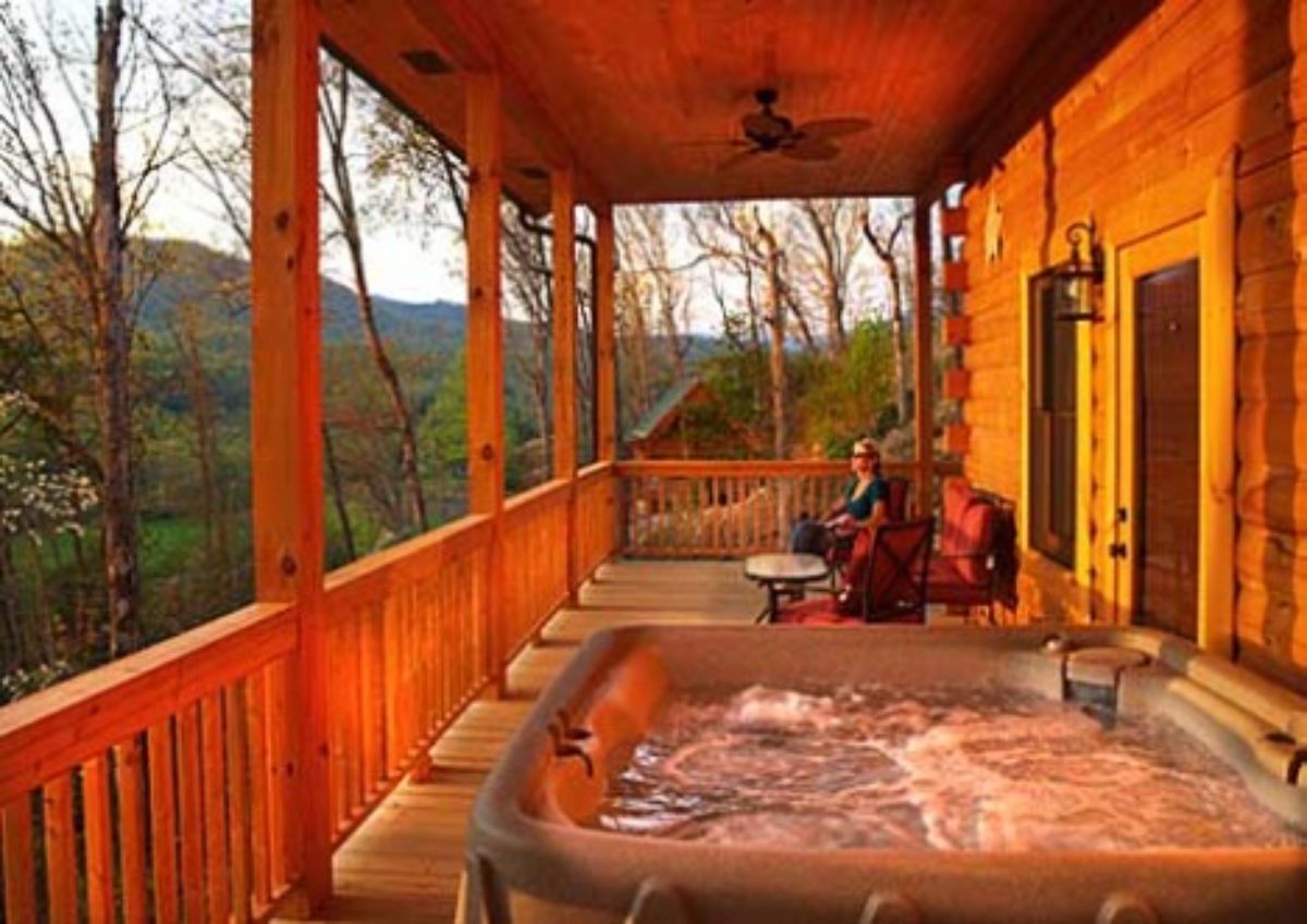 Log cabin and raffle hot tub