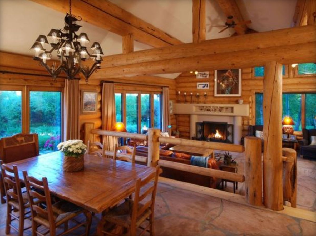 log cabin dining room