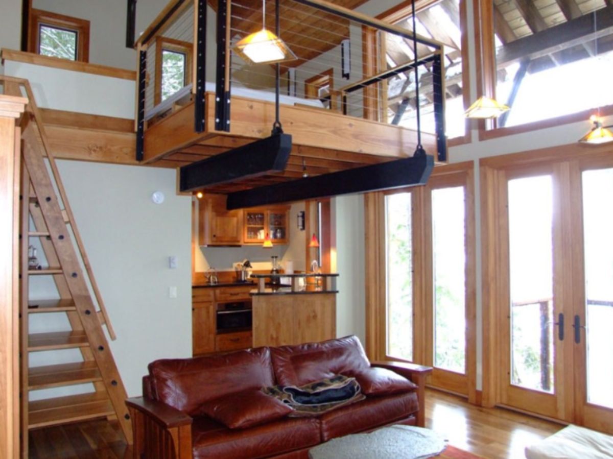 Log cabin modern interior 