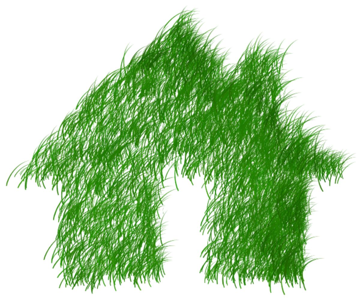 grass planted in the layout of a house