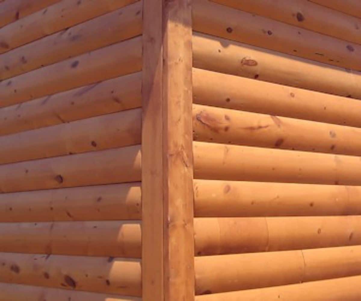 close up of log siding