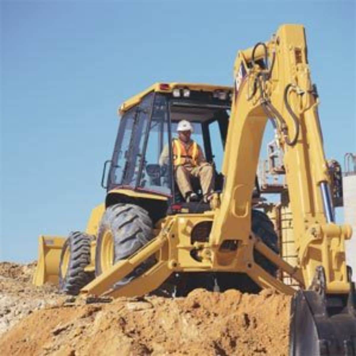 man using an excavator 