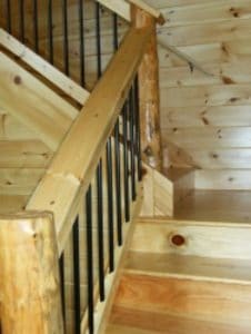 Wood stairs with iron railing