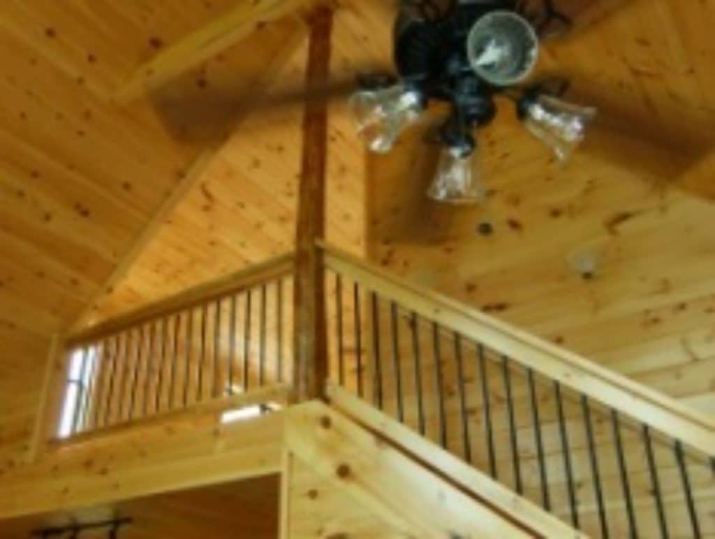 railing in a log cabin