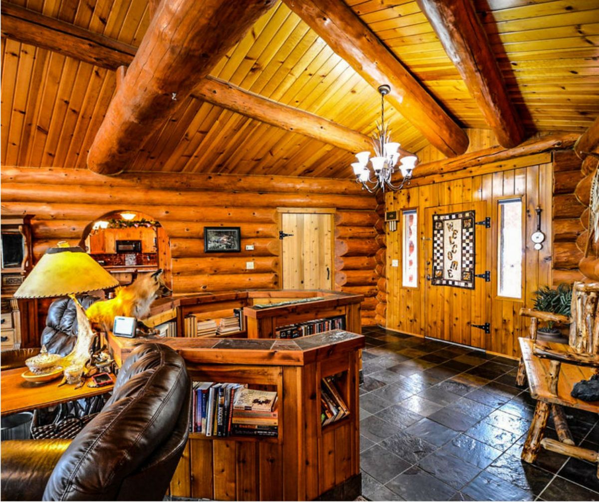 log cabin study room