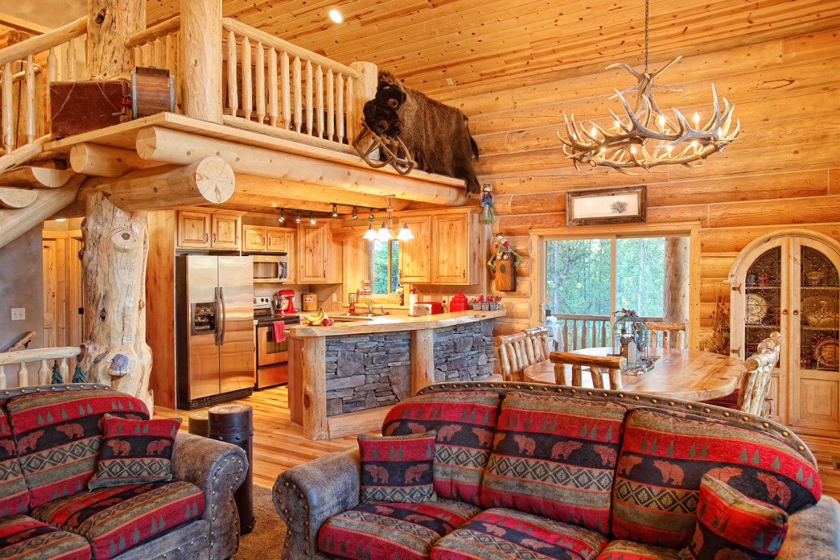 Log cabin living room Interior