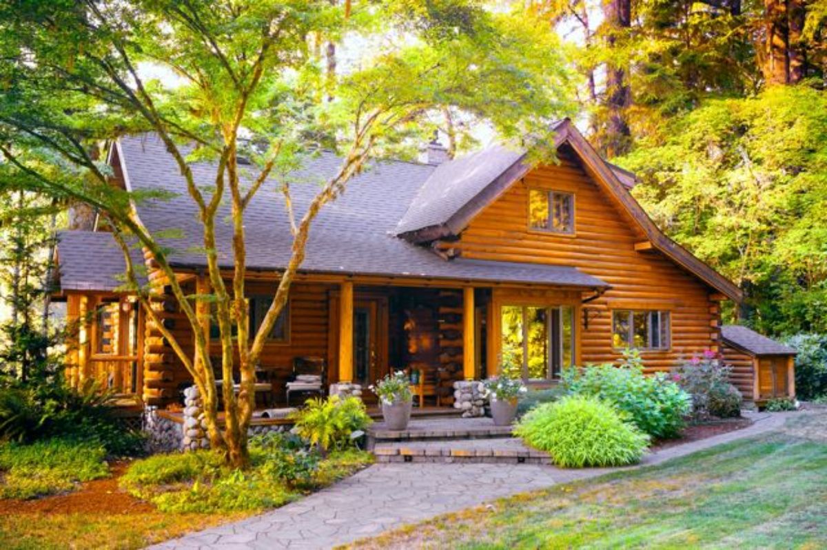 Log home with garden