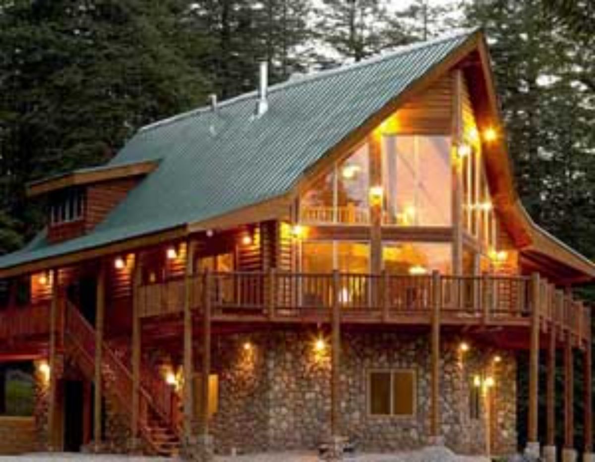 metal roof on a large log home