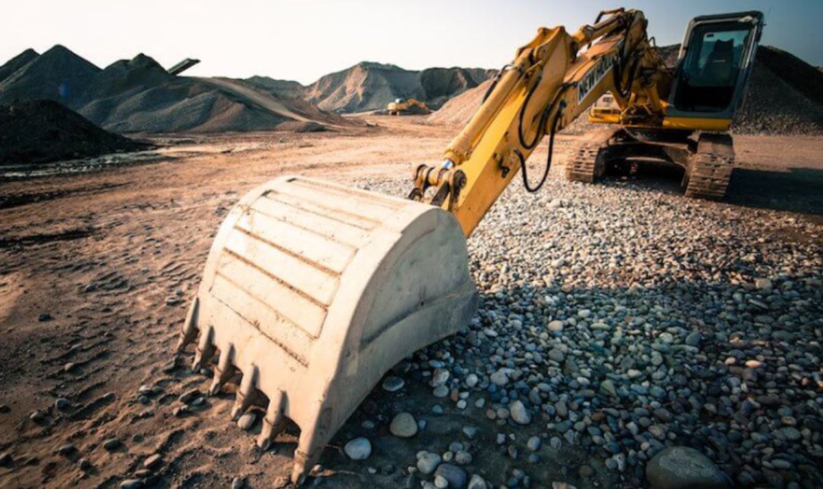 excavator on rough land