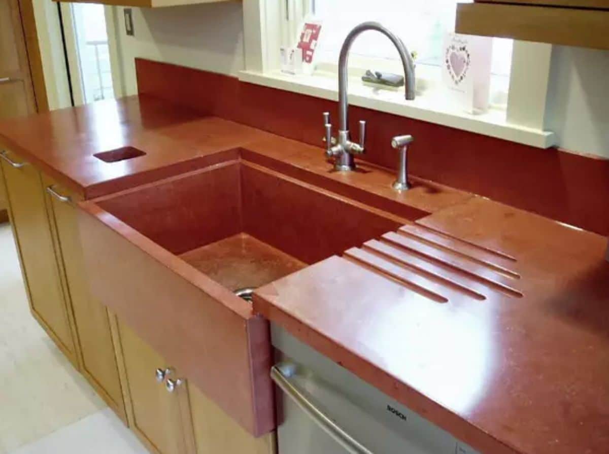 countertop in red wood