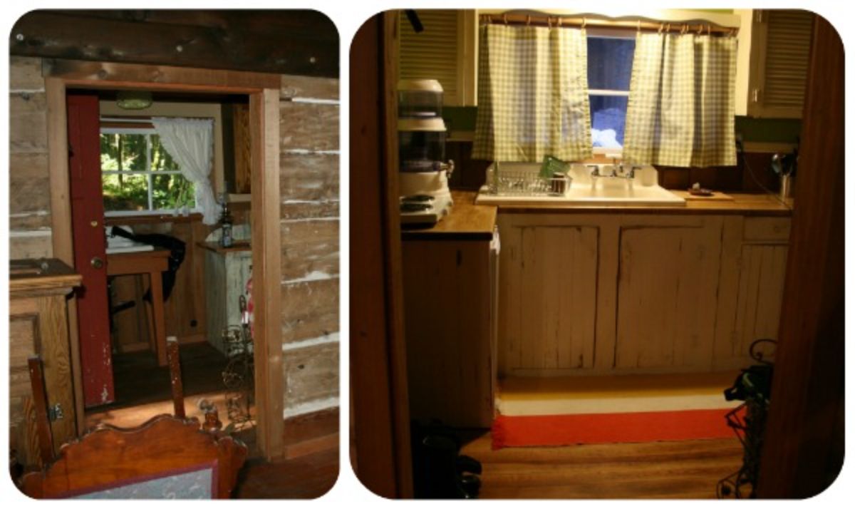 Log Cabin Interior and kitchen