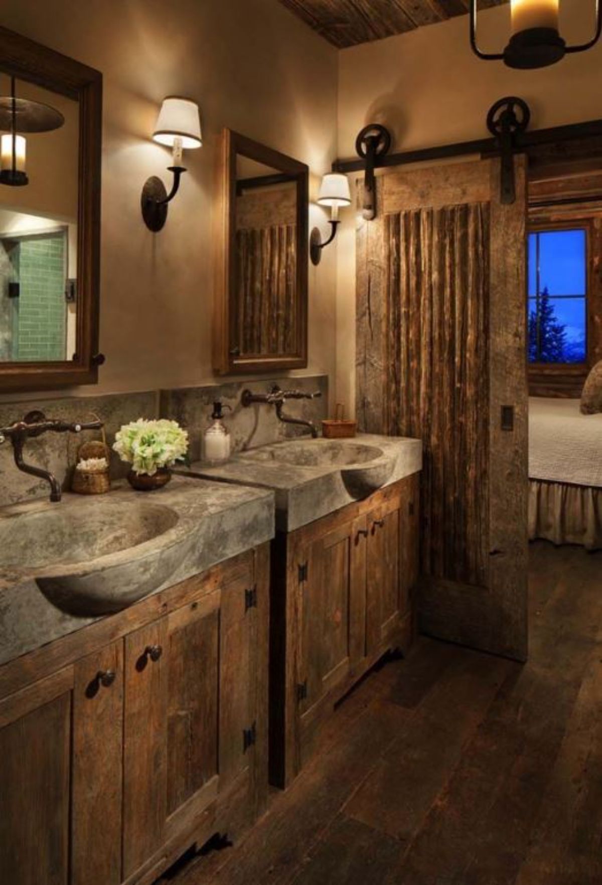 Rustic Cabin Bathroom Concrete Sinks 