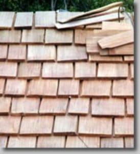 close up of a shake roof