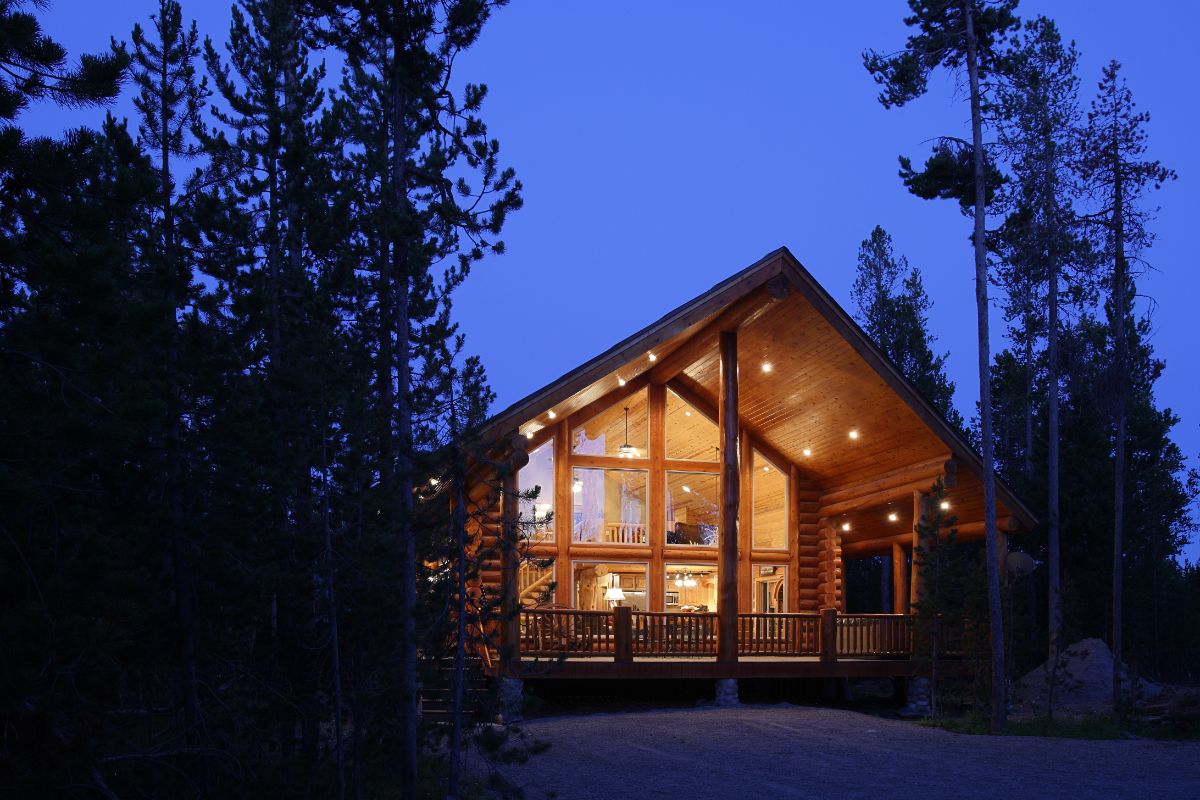 Log Cabin at night