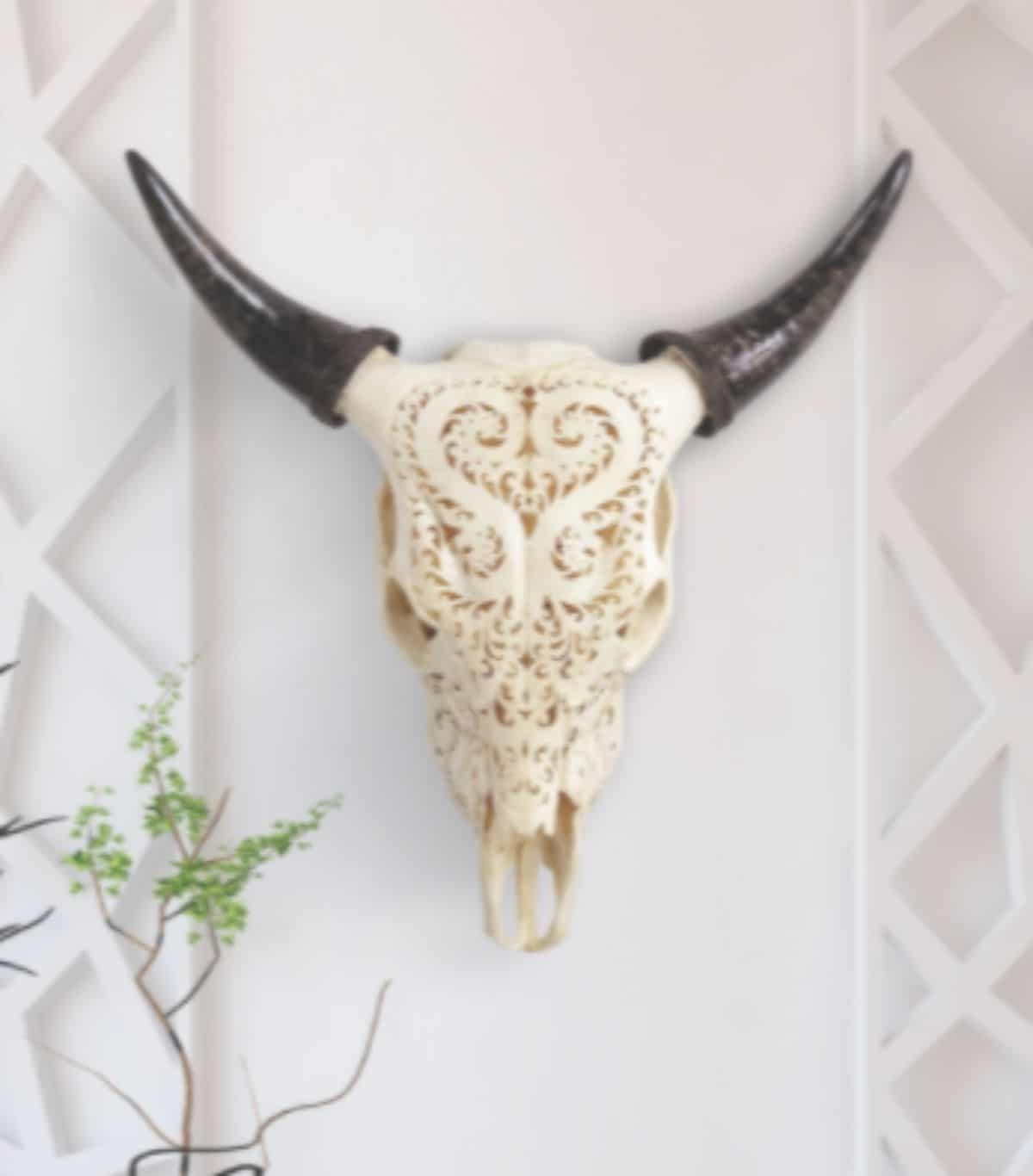 skull carved wall decoration