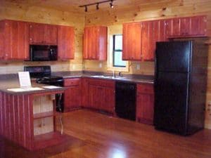 Small cabin wooden kitchen 