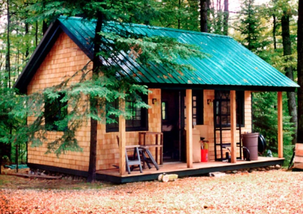 Cozy log cottage built in a forest.