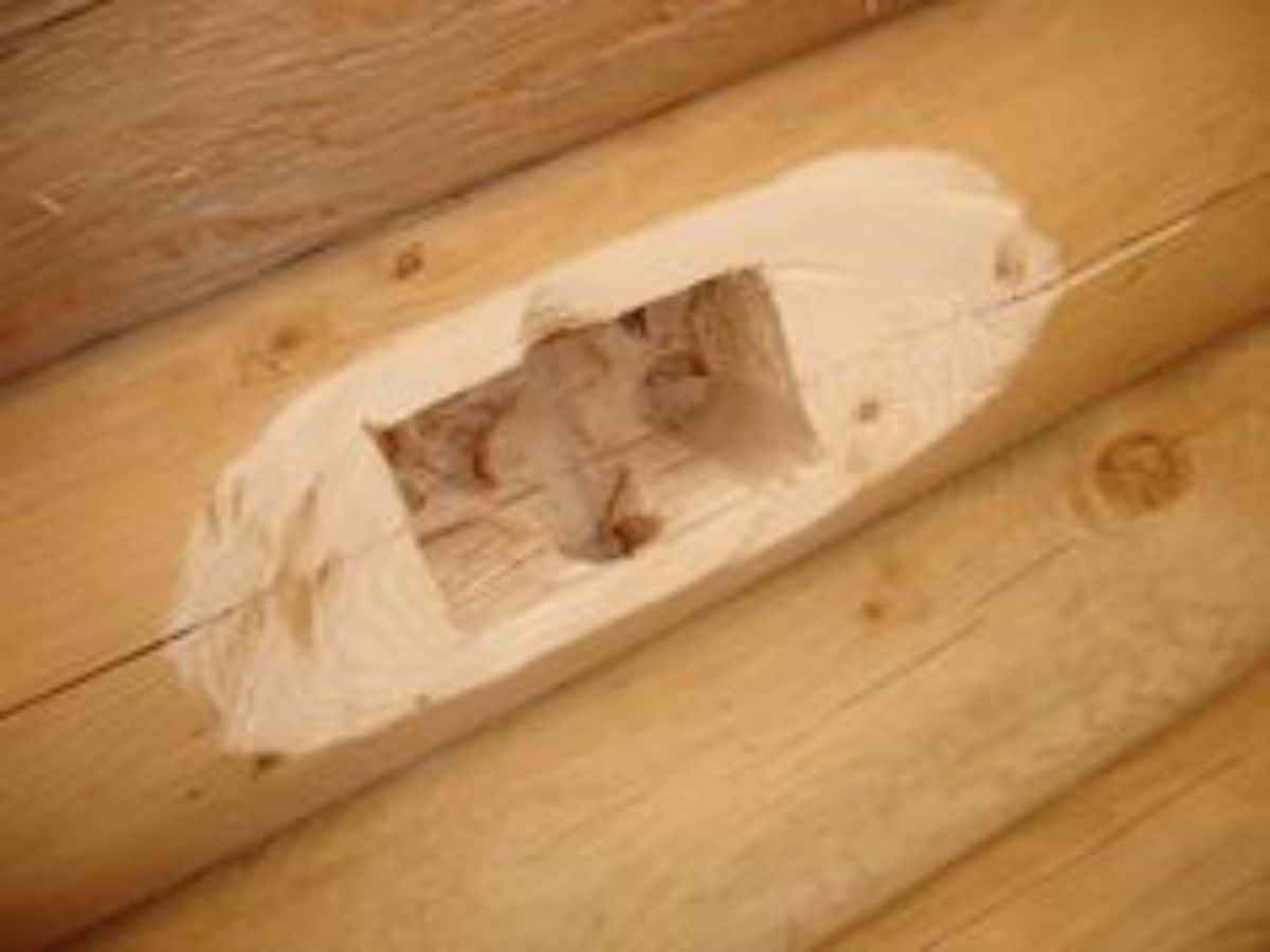 switch box cut out inside a log home