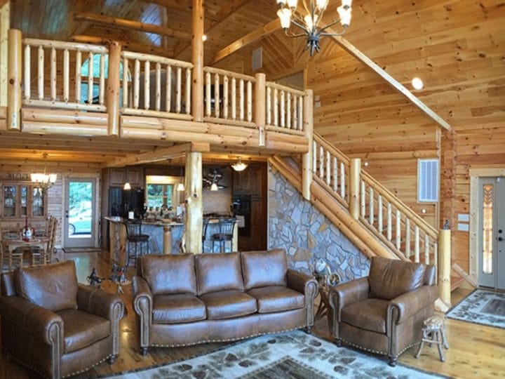 Custom Canyon Falls Log Cabin Has A Welcoming Open Floor Plan