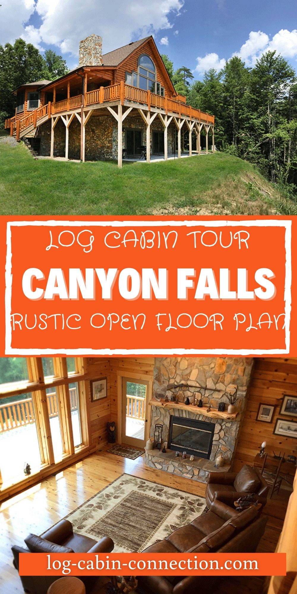 Custom Canyon Falls Log Cabin Has A Open Floor Plan