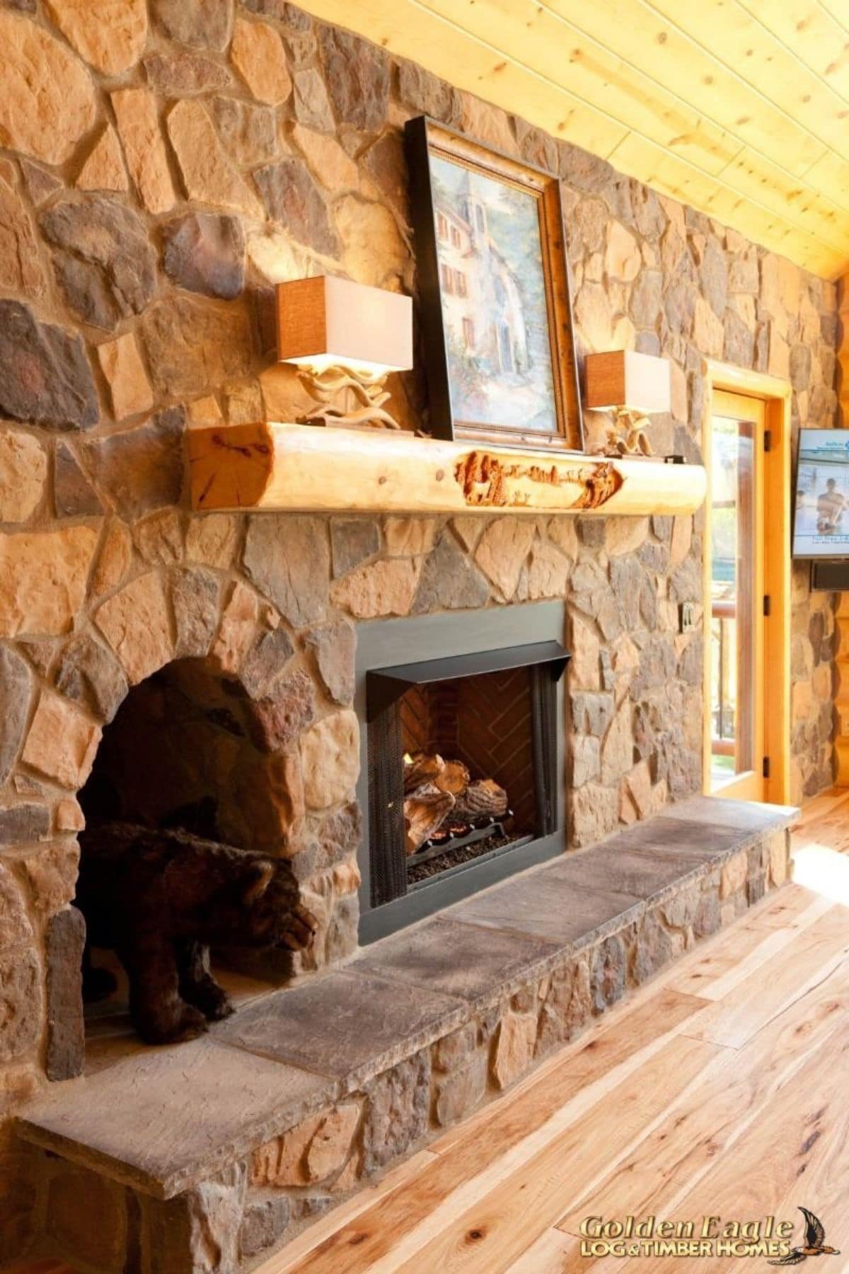 rock fireplace