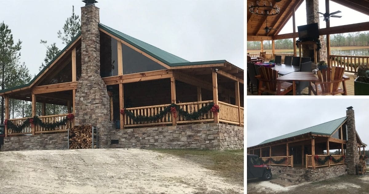 The Trapper Log Cabin Kit WrapAround Porch is Made for Entertaining