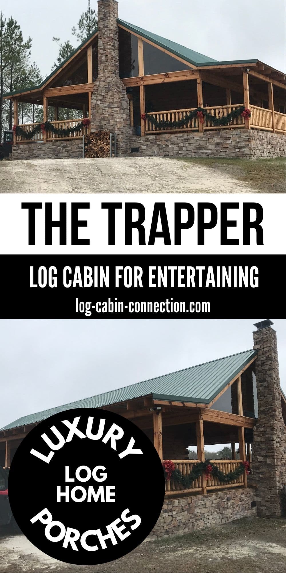 The Trapper Log Cabin Kit WrapAround Porch is Made for Entertaining