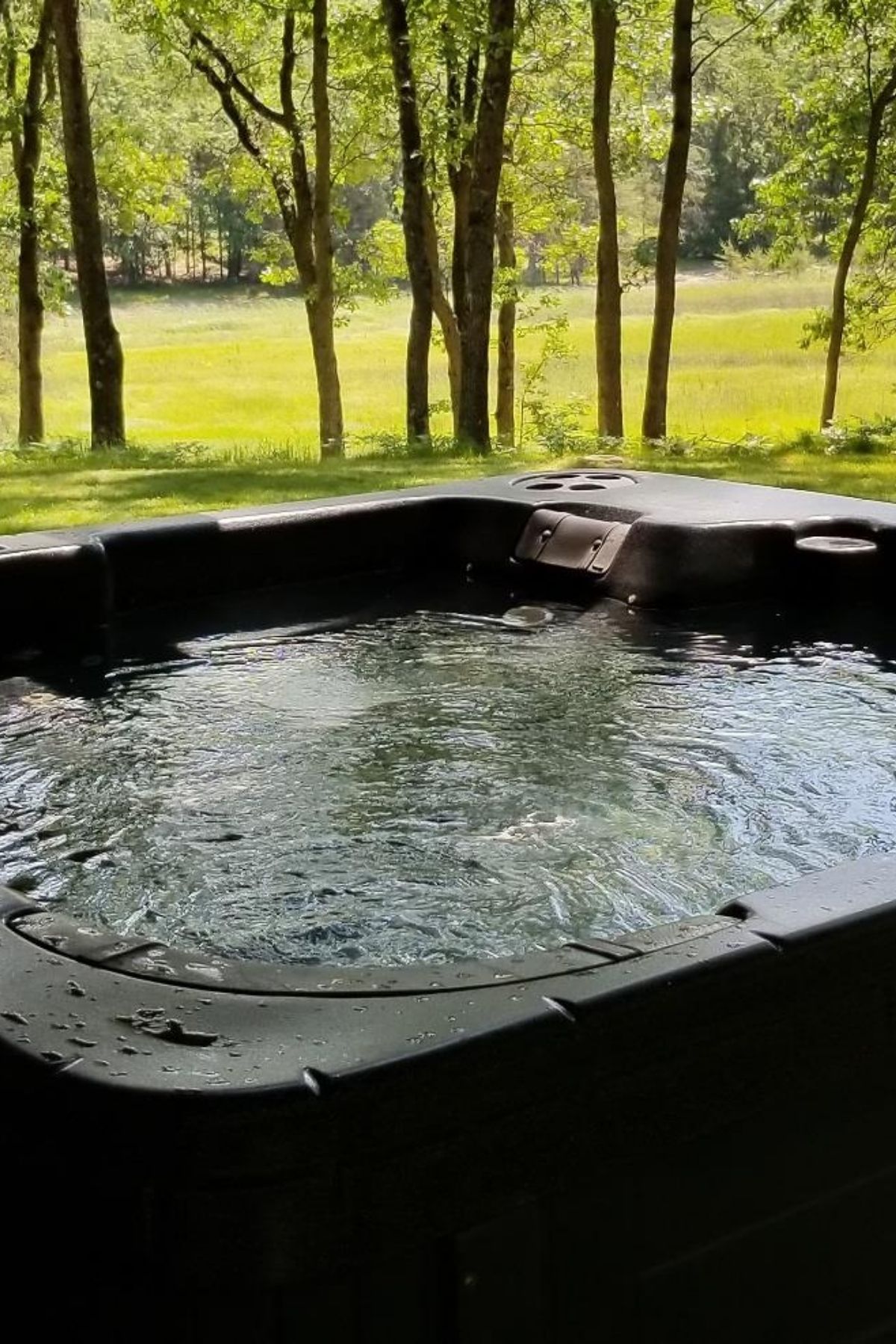 hot tub with woods in background