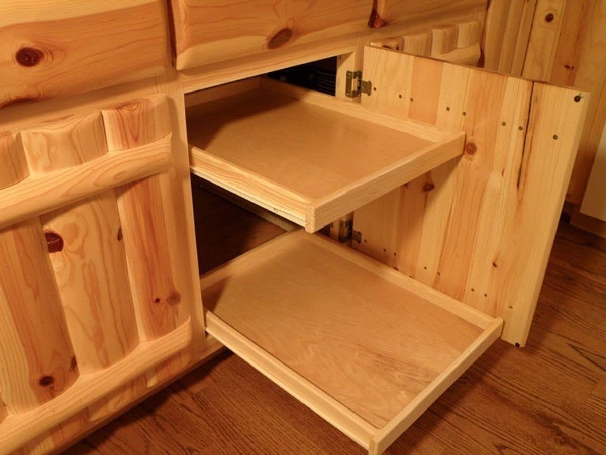 cabinet shelves that pull out shown in kitchen cabinet