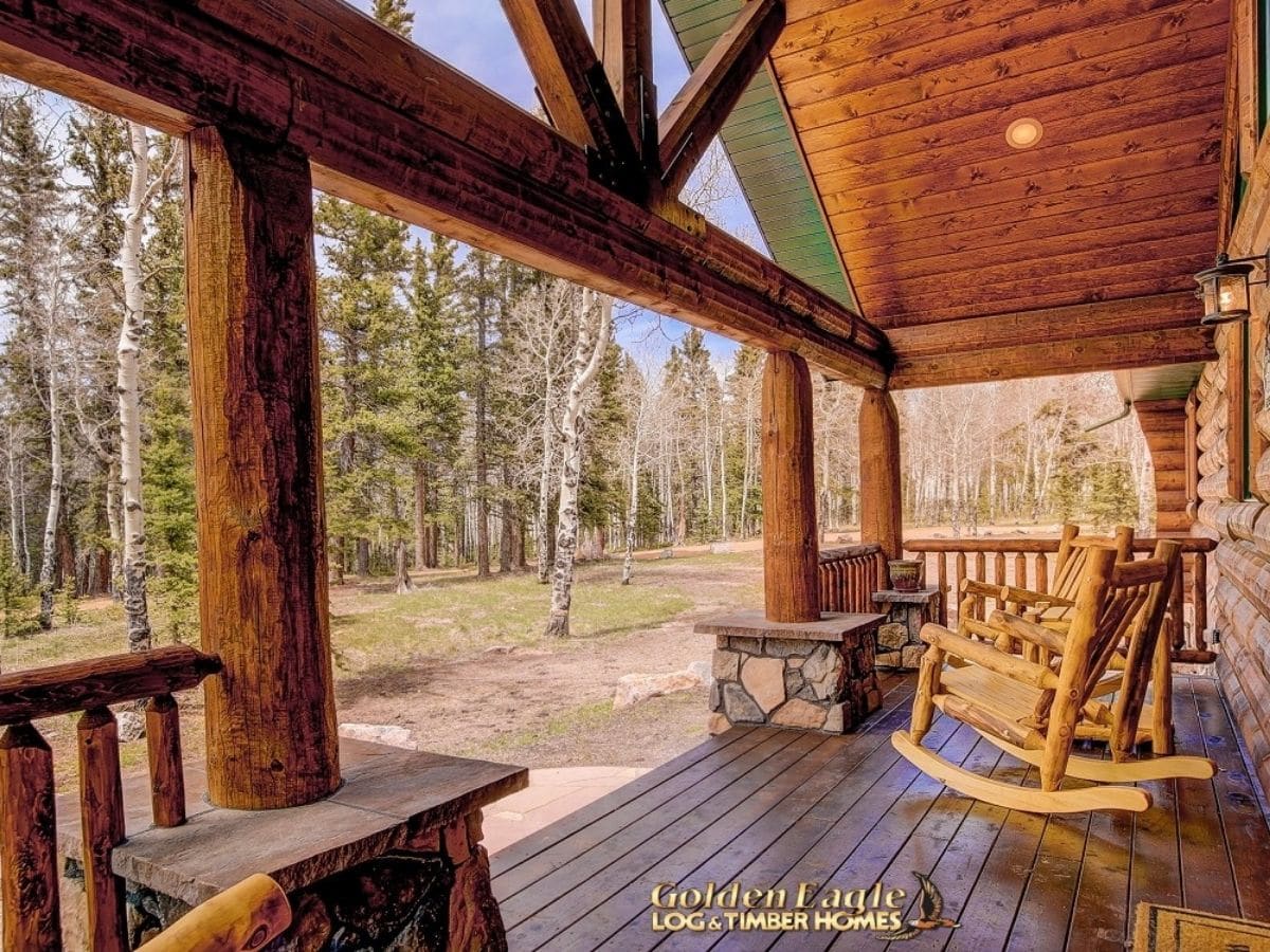 porch with rocking chair against wall