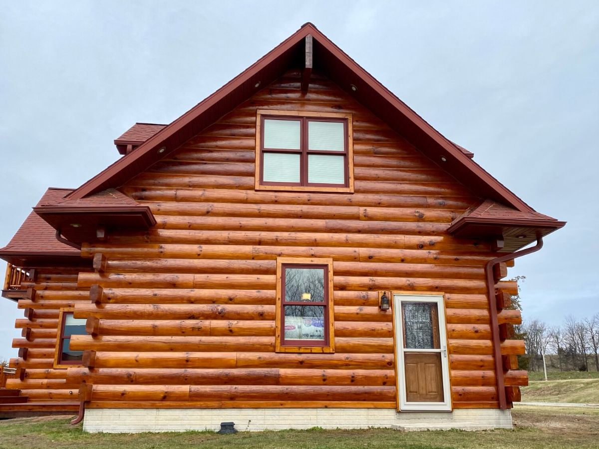 restored end of log cabin