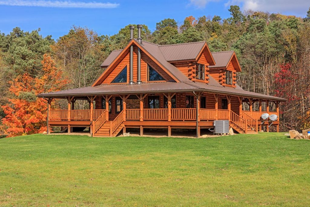 The Creekstone Ohio Log Cabin Has Incredible Wrap-around Porches