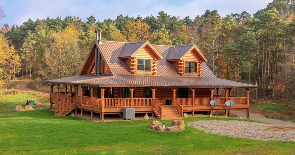 The Creekstone Ohio Log Cabin Has Incredible Wrap-Around Porches