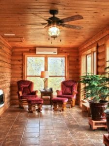 The custom Pleacher log cabin is a gorgeous home with a chef's kitchen, tons of living space, a large loft and second floor you will love!