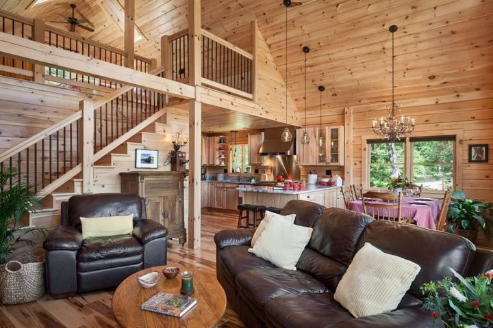 Swiftwater Log Home is a Two Story Lakeside Dream