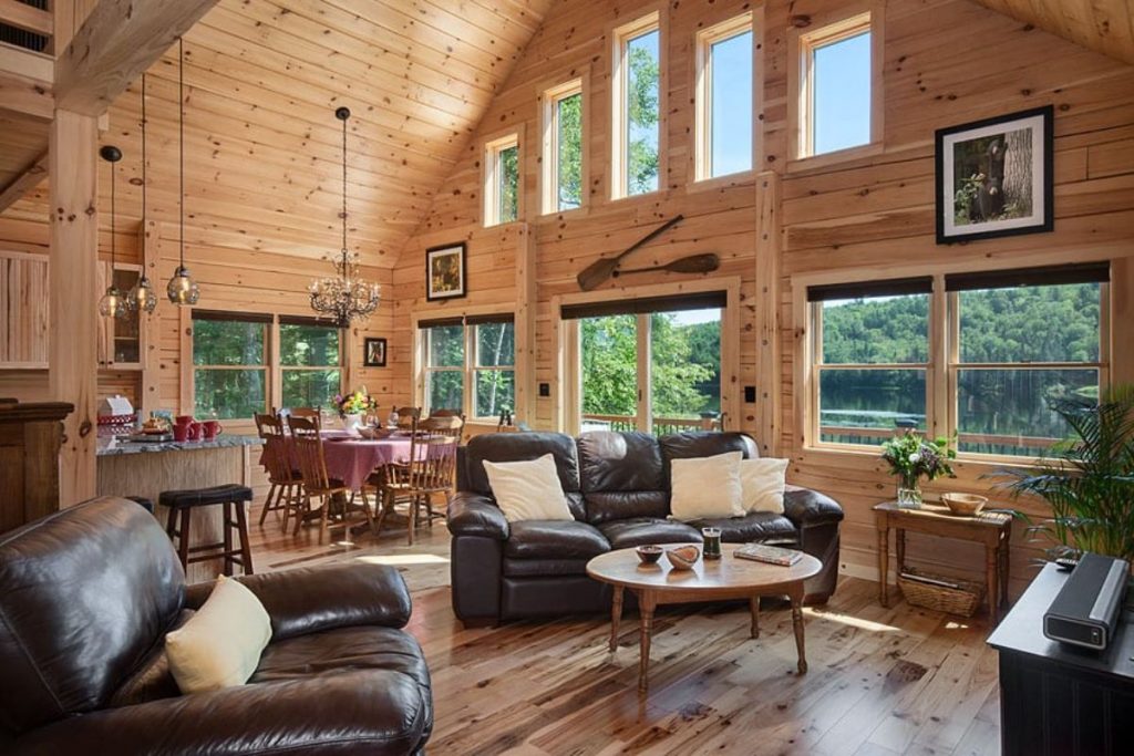 Swiftwater Log Home is a Two Story Lakeside Dream