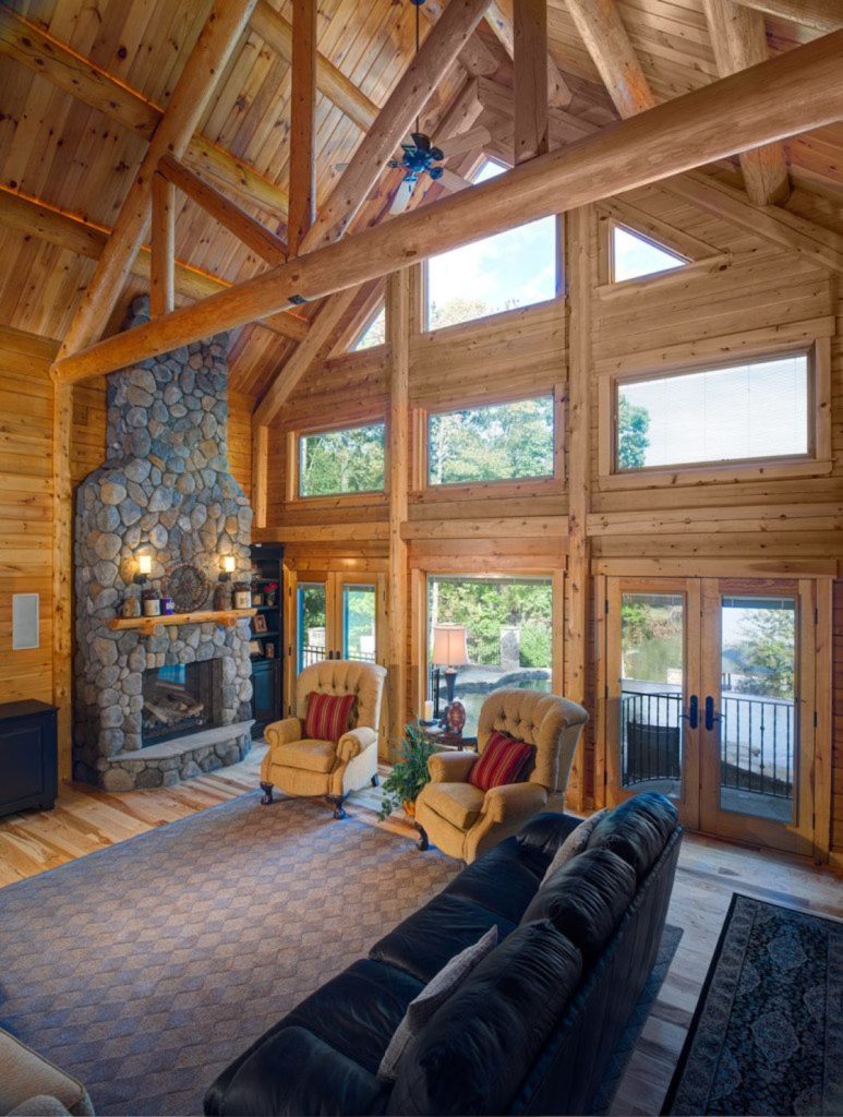 The Camden Modern Log Home Includes an Inground Pool