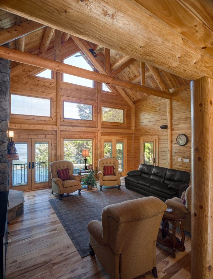 The Camden Modern Log Home Includes an Inground Pool