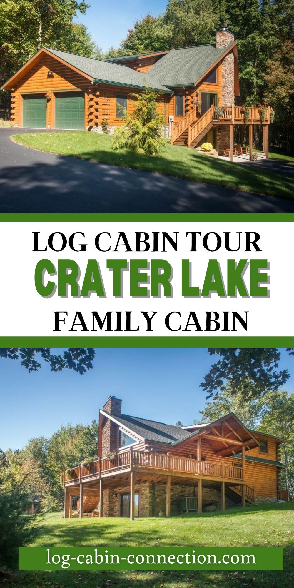 The Crater Lake Log Cabin Includes an Attached 2-Car Garage