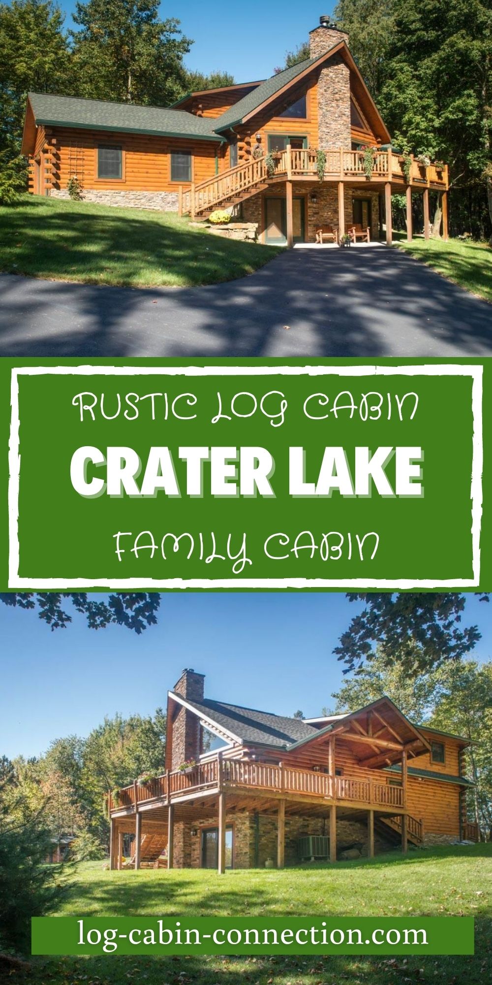 The Crater Lake Log Cabin Includes an Attached 2-Car Garage