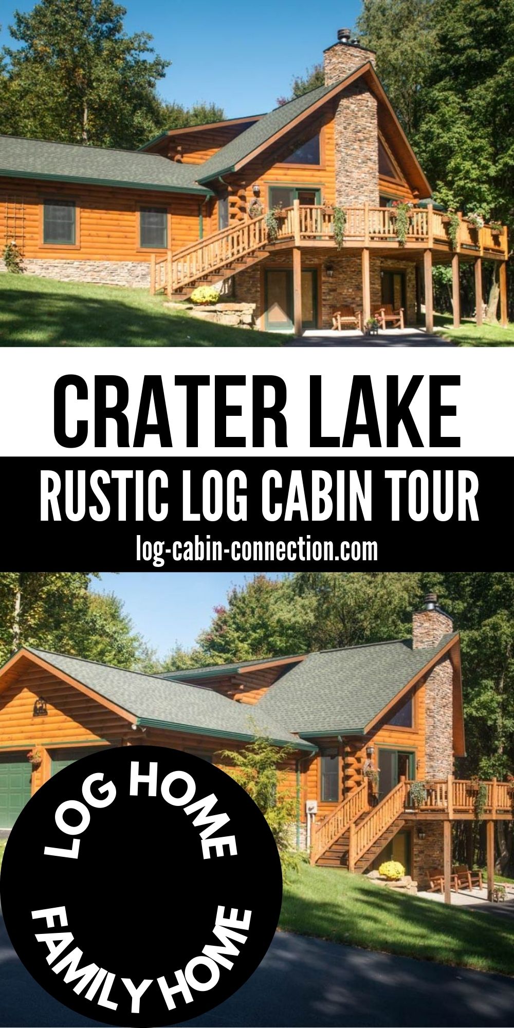 The Crater Lake Log Cabin Includes an Attached 2-Car Garage