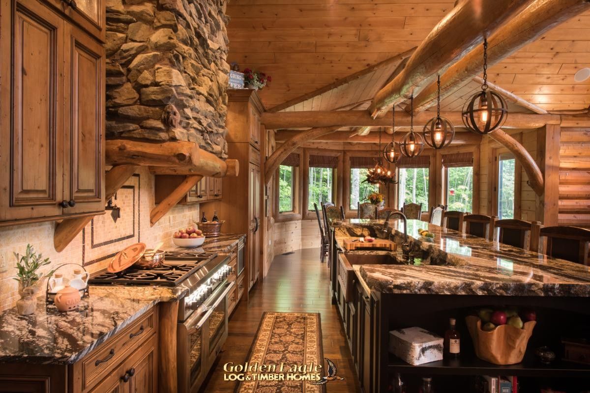 kitchen looking down across wall and island