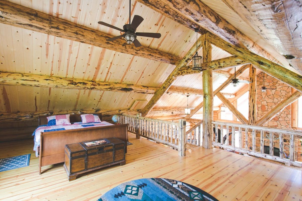 bed against wall in loft