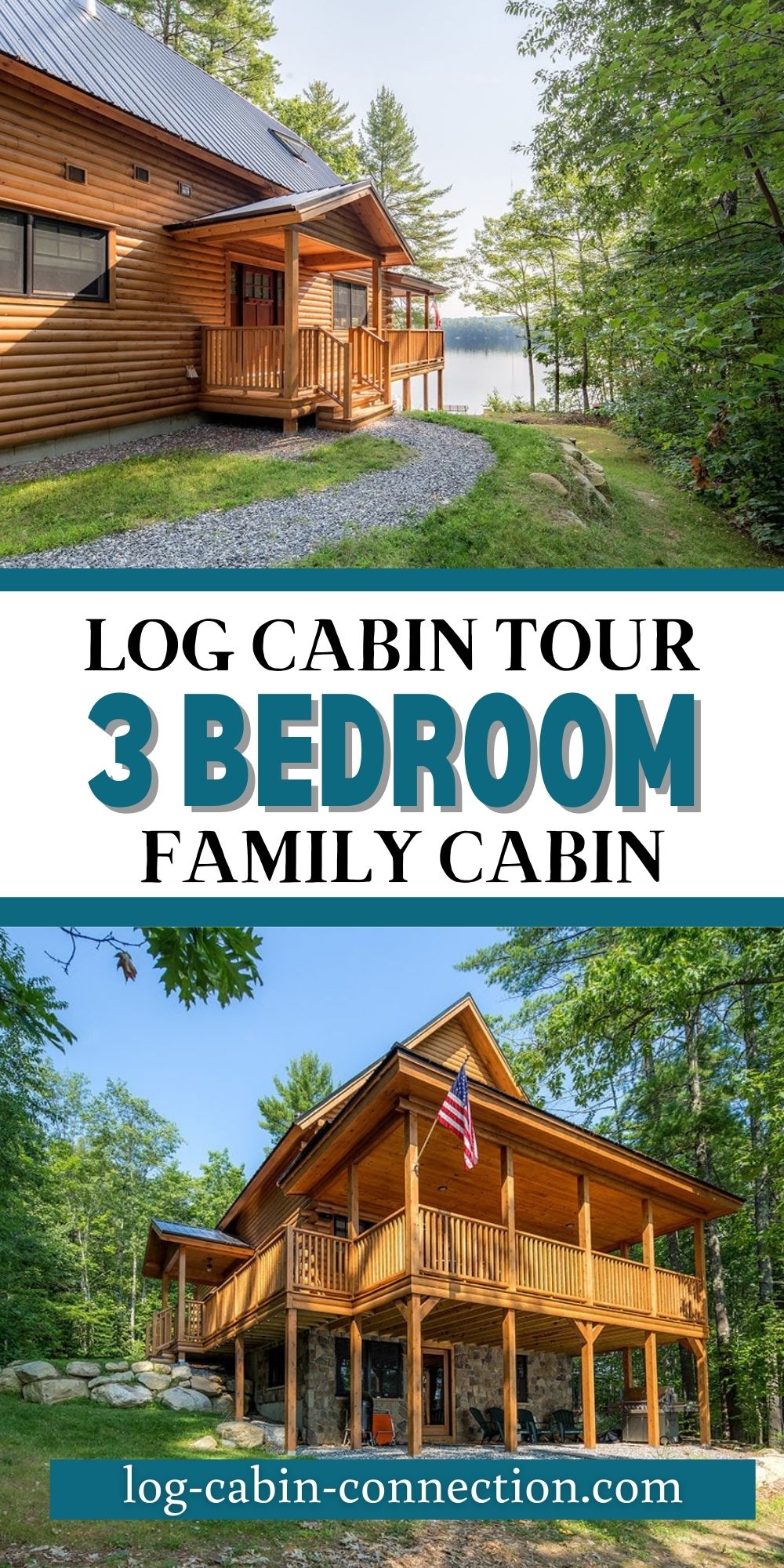 3 Bedroom Log Cabin Overlooks Lake with Beautiful Style