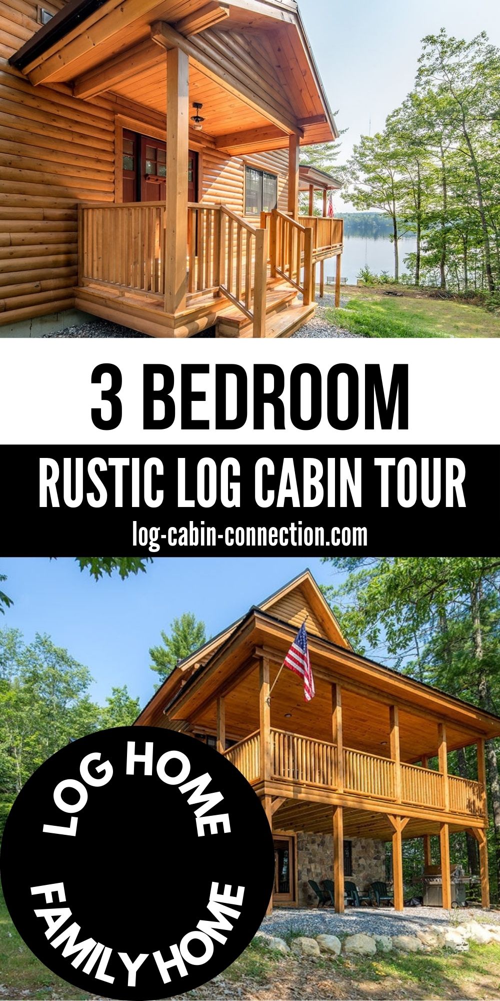 3 Bedroom Log Cabin Overlooks Lake with Beautiful Style